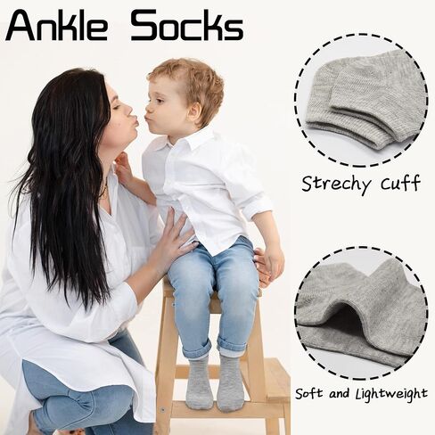 Toddler Socks, 16 Pairs Low Cut Ankle Socks for Kids (1-14 Years) | No Show Short Socks for Boys & Girls, Breathable, Lightweight, School, Athletic, Soft & Comfortable in Saudi Arabia