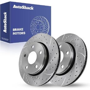 AutoShack Black Hat Drilled and Slotted Brake Rotors Front Brake Rotor Replacement Kit for 2007-2017 Jeep Wrangler 2018 Wrangler JK 3.6L 3.8L V6 4WD RWD PR63042LR in Saudi Arabia