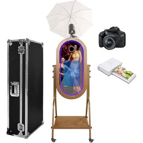 Mirror Photo Booth Machine with 21.5" Touchscreen and Soft-Light Umbrella Photobooth DSLRBooth,Flight Case for Wedding Parties Events (Machine+Mini Printer) in Saudi Arabia