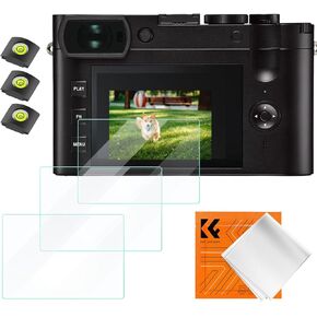 واقي شاشة K&F Concept مكون من 3 قطع متوافق مع كاميرا Leica Q2/Q3 مع غطاء حذاء ساخن، واقي شاشة من الزجاج المقوى فائق الوضوح وواقي شاشة علوي، مضاد للخدش وخالي من الفقاعات ومقاوم للغاية in Kuwait