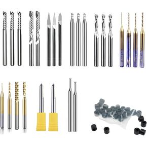 52pcs 1/8" Essential Milling Bit Set - Extended，1/8" /3.175mm Shank Bits Set for CNC Cutter Milling Carving, Woodworking Detail Carving Trimming V Groove Engraving Slotting Mortise in Saudi Arabia
