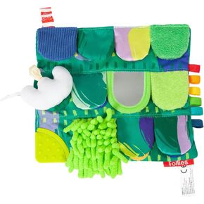 The Follies Sensory Garden Baby Stroller and Tummy Time Toy, Reversible Play Mat with 6 Sensory Zones - Crinkles, Mirror & Textures, Montessori-Inspired Infant Toy, Washable & Non-Toxic in Saudi Arabia
