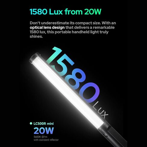 GODOX MINI LC500R 20W RGB مصباح التصوير الفوتوغرافي المحمول LED ضوء LED بطارية عصا مدمجة CRI≥95 2500K-8500K عكس الضوء 15 تأثيرات FX تدعم التحكم عن بعد اللاسلكي مع مقبض مقبض Barndoor in Saudi Arabia