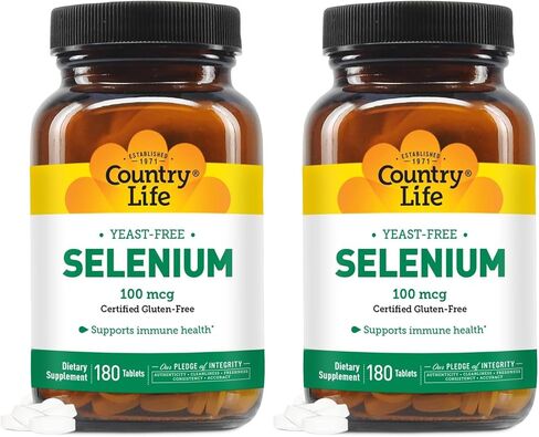 Country Life Selenium, Yeast Free, Supports Immune Health, 100 mcg, 180 Tablets, Gluten Free, Vegan, Halal in Saudi Arabia