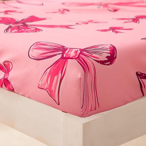 SDIII 4 Piece Pink Bow Girl Toddler Bedding Set, Cute Bowknot Princess Toddler Bedding Set with Comforter, Fitted Sheet, Flat Sheet and Pillowcase in Saudi Arabia