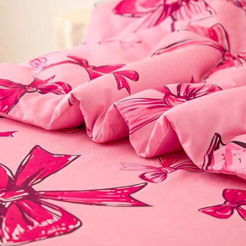 SDIII 4 Piece Pink Bow Girl Toddler Bedding Set, Cute Bowknot Princess Toddler Bedding Set with Comforter, Fitted Sheet, Flat Sheet and Pillowcase in Saudi Arabia