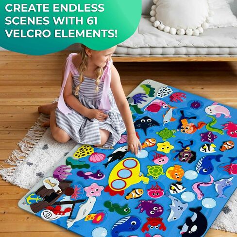 لوحة Quokka Ocean Felt Board للأطفال الصغار - 70 PCS قصة لوحية مزدوجة ذات سميك مع لوحات أنشطة جدار متينة كبيرة البالغة 41 × 30 بوصة - مثالية لرواية القصص أنشطة الأطفال الداخلية والفصول الدراسية in Saudi Arabia