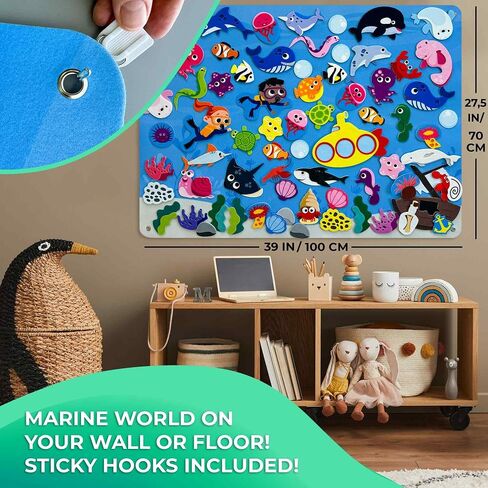 لوحة Quokka Ocean Felt Board للأطفال الصغار - 70 PCS قصة لوحية مزدوجة ذات سميك مع لوحات أنشطة جدار متينة كبيرة البالغة 41 × 30 بوصة - مثالية لرواية القصص أنشطة الأطفال الداخلية والفصول الدراسية in Saudi Arabia