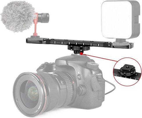 Aluminum Cold Shoe Mount Bracket Double Hot Shoe Extension Rod Plate Adapter for Camera Cage Mic LED Video Light Stand in Saudi Arabia