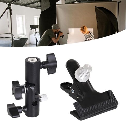 Clamp Clip Holder Light Stand Mount Bracket with Umbrellas Reflectors Holder and 1/4 3/8 inches Female Screw Adapter for Photography Studio in Saudi Arabia