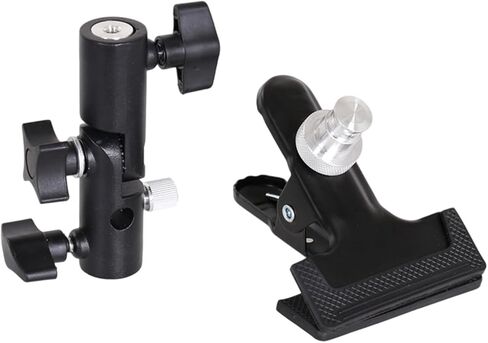 Clamp Clip Holder Light Stand Mount Bracket with Umbrellas Reflectors Holder and 1/4 3/8 inches Female Screw Adapter for Photography Studio in Saudi Arabia