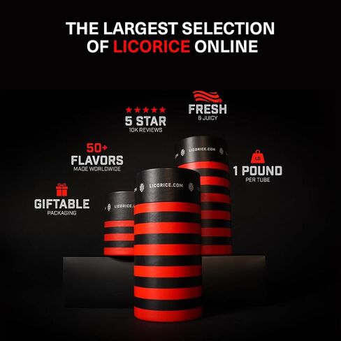 Licorice.com | Candy Gift Box | Soft & Chewy Australian Red, Black & Fruity Licorice | Yummy Strawberry, Green Apple & Raspberry | Great Gift Idea for Holidays and Birthdays | Pack of 3 in Saudi Arabia