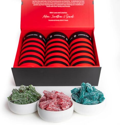 Licorice.com | Candy Gift Box | Soft & Chewy Australian Red, Black & Fruity Licorice | Yummy Strawberry, Green Apple & Raspberry | Great Gift Idea for Holidays and Birthdays | Pack of 3 in Saudi Arabia