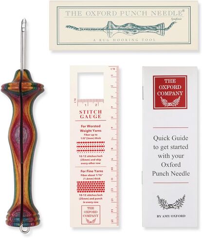 The Oxford Punch Needle #8 (1/2 inch Loop) Fine Point Punch Needle | Patented Design | Ergonomic Colorful Symfonie Wood Handle | Electropolished Steel Tip | Ideal for Rug Hooking in Saudi Arabia