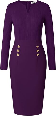 GRACE KARIN Women's 2025 Fall Henly V Neck Business Work Dress Long Sleeve Bodycon Midi Elegant Office Sheath Dress in Saudi Arabia