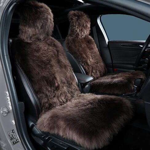 Sheepskin Fur Car Seat Covers, Universal Size Australian Long Wool Car Seat Cushion for Adult Man Women, 1 Piece Seat (Burgundy/Dark Red) in Kuwait