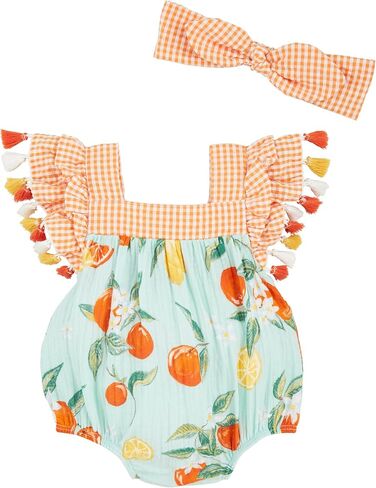 Mud Pie unisex-baby Mud Pie Baby Girl Citrus Print Tassel Bubble; in Saudi Arabia