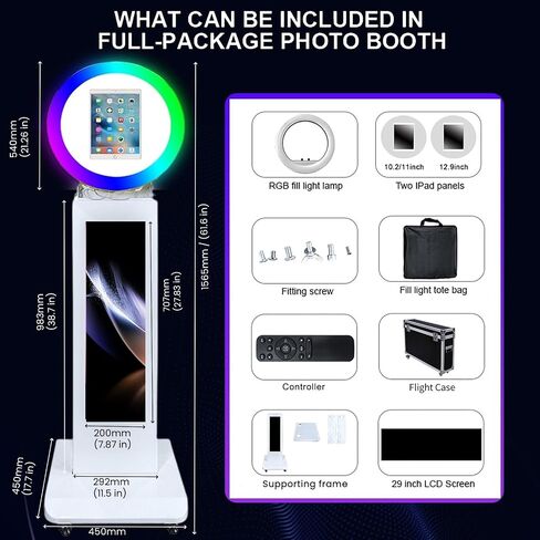 Portable Photo Booth Shell Stand for iPad 10.2'' 10.9'' 11'' 12.9'' 13'' LCD PhotoBooth Machine with RGB Light for Parties,Wedding and Events (Photo Booth Machine) in Saudi Arabia