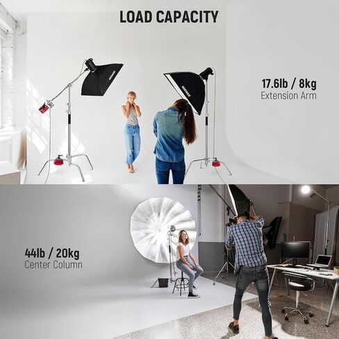 NEEWER Basics SC320 Lite 100% حامل C من الفولاذ المقاوم للصدأ عالي التحمل مع ذراع بوم + CB100C 130 وات RGB LED ضوء فيديو، حامل إضاءة للتصوير الفوتوغرافي بحد أقصى 10.5 قدم/320 سم in Saudi Arabia