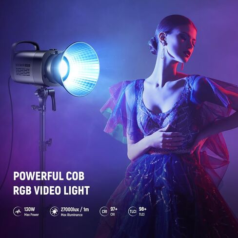NEEWER Basics SC320 Lite 100% حامل C من الفولاذ المقاوم للصدأ عالي التحمل مع ذراع بوم + CB100C 130 وات RGB LED ضوء فيديو، حامل إضاءة للتصوير الفوتوغرافي بحد أقصى 10.5 قدم/320 سم in Saudi Arabia