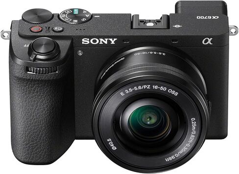 كاميرا Sony a6700 بدون مرآة مع عدسة Sony E PZ مقاس 16-50 مم F/3.5-5.6 OSS + ذاكرة 64 جيجابايت + حامل ثلاثي عنكبوت + ضوء LED + حقيبة كاميرا + حامل ثلاثي + قارئ بطاقات + بطارية إضافية + المزيد (حزمة 26 قطعة) (متجددة) in Saudi Arabia