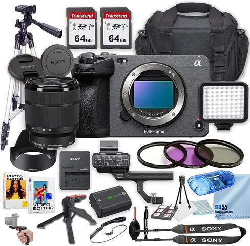 Sony FX3 Full-Frame Cinema Camera with Sony XLR-H1 XLR Handle Unit and Sony FE 28-70mm f/3.5-5.6 OSS Lens + Case + 2X 64GB Memory Cards + Cleaning Kit + LED Square Light (29PC Bundle) (Renewed) in Saudi Arabia