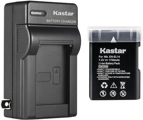 بديل شاحن بطارية حائط تيار متردد من Kastar EN-EL14 لنيكون DF BG-2P 905-19045-00000-01، D3100/D3200/D3300، BG-2F 905-19021-00000-01، D3400، BG-2V 905-19050-00000-01، D5100/D5200/D5300 in Saudi Arabia