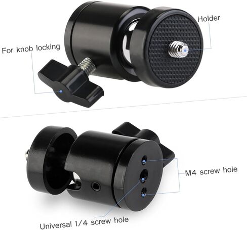 Gatuida 2 Pcs Mini Tripod Ball Head Threaded Pan Tilt Camera Mount for Camcorders Compact Black Metal Plastic Head Supports Up to Load Smooth Movement in Saudi Arabia