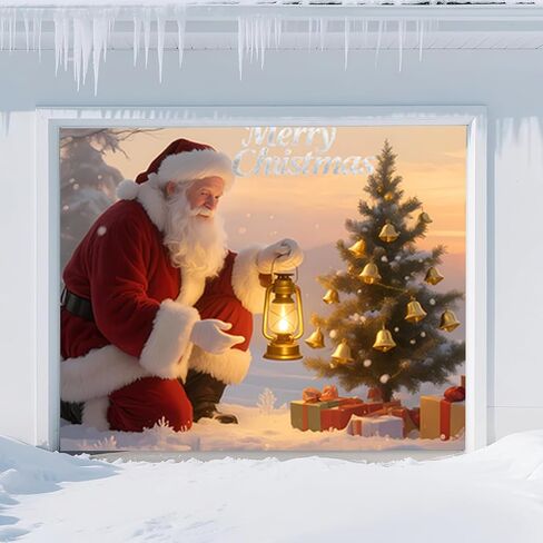 Christmas Garage Door Banner – Santa Claus, Xmas Tree & Gift Boxes, Large Waterproof Reusable Outdoor Holiday Cover for Home, Yard, Party & Photo Backdrop,16 * 7ft/4.8 * 2.1m in Saudi Arabia