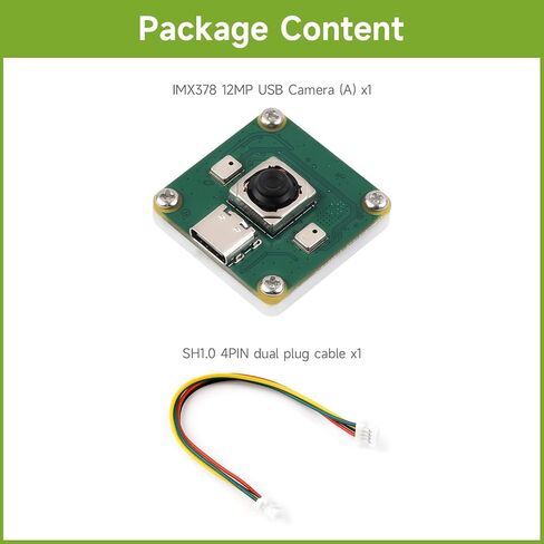 كاميرا Waveshare IMX378 USB بدقة 12 ميجابكسل (A)، تدعم إخراج 30 إطارًا في الثانية، وحساسية أفضل في حالة الإضاءة المنخفضة، وخالية من التشويه، وميكروفونات مزدوجة مدمجة in Saudi Arabia