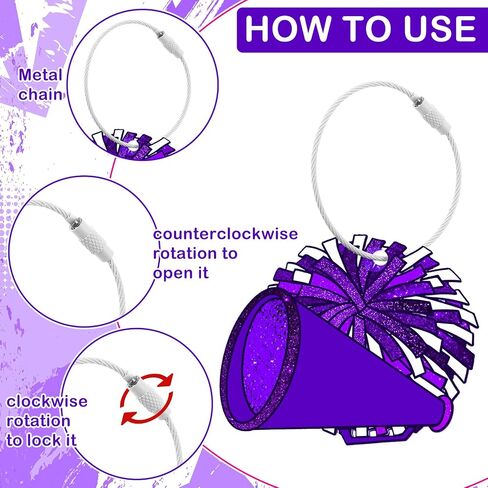 12 Pcs Cheer Luggage Tags for Suitcases Travel Labels with Metal Ring Cheer Pom Pom Keychain DIY Name Cheerleader Teams Gifts Cheerleading Sports Accessories Backpack Charms for Women Teen Coach Gift in Saudi Arabia