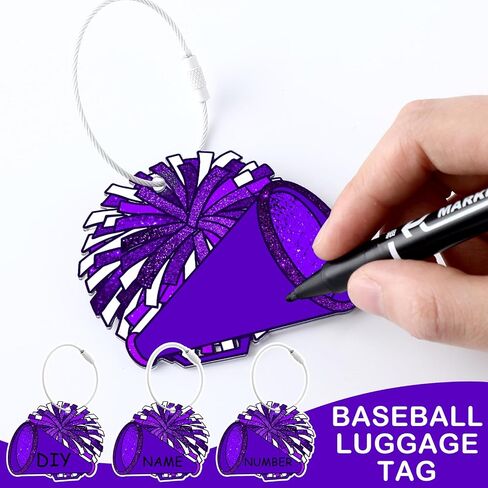 12 Pcs Cheer Luggage Tags for Suitcases Travel Labels with Metal Ring Cheer Pom Pom Keychain DIY Name Cheerleader Teams Gifts Cheerleading Sports Accessories Backpack Charms for Women Teen Coach Gift in Saudi Arabia