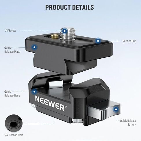 NEEWER Action Camera Quick Release Plate Compatible with Insta 360 x4 x5, Aluminum Tripod Mount QR Adapter Accessories Kit with 1/4" Thread Hole for Filmmaking Video Recording, CA139 in Saudi Arabia