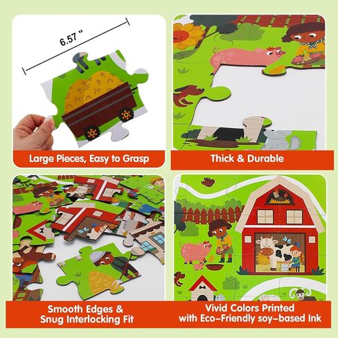 City Playmat Jumboo Floor Puzzle للأطفال الذين تتراوح أعمارهم بين 3-8-60 قطعة أحذية بانوراما كبيرة ، خريطة بلدة مع مسارات السباق ومسارات القطار-لعبة تعليمية للتظاهر-هدية رائعة لمرحلة ما قبل المدرسة in Kuwait