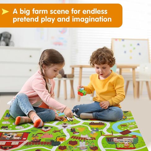 City Playmat Jumboo Floor Puzzle للأطفال الذين تتراوح أعمارهم بين 3-8-60 قطعة أحذية بانوراما كبيرة ، خريطة بلدة مع مسارات السباق ومسارات القطار-لعبة تعليمية للتظاهر-هدية رائعة لمرحلة ما قبل المدرسة in Kuwait