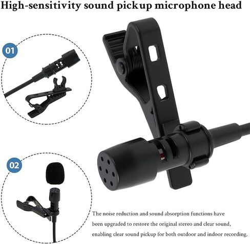 Microphone Lavalier Lapel Clip on Mic with 5ft Cable for Laptop, Computer, PC, Streaming Conferencing,Interviews, Online Singing, Skype, MSN, Audio Video Recording in Saudi Arabia