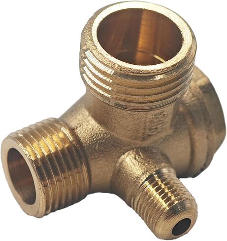 قطعة واحدة من صمام فحص ضاغط الهواء النحاسي ذو 3 منافذ، صمام غير رجوع G1/2"x G3/8"x G1/8" ذكر ملولب، تركيب هوائي عالي التحمل لضاغط الهواء الهوائي المركزي، مانع للتسرب (نحاس) in Kuwait