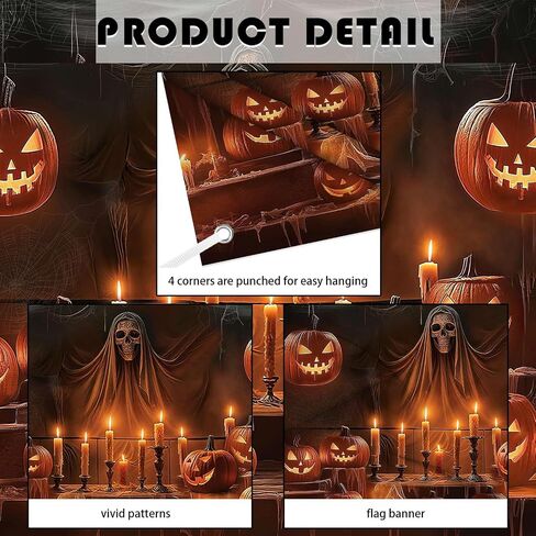 MEHOFOND 6x3.6t Evil Pumpkin Photography Backdrop, Halloween Pumpkin Ghost Party Decorations, Halloween Party Hanging Banner, Gloomy Wood Wall Halloween Photo Backdrop & Banner for Party Decorations in Saudi Arabia
