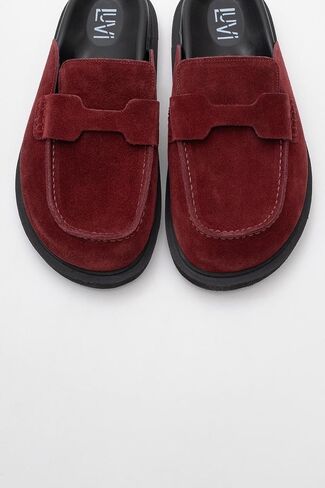 Forever & Always Shoes Laven - Suede Burgundy Leather Clogs (Women) in Saudi Arabia