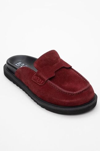 Forever & Always Shoes Laven - Suede Burgundy Leather Clogs (Women) in Saudi Arabia