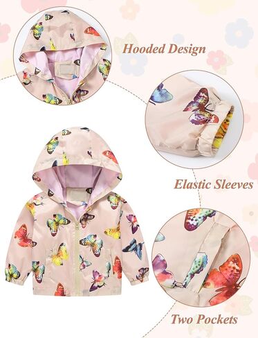 Happy Cherry Toddler Baby Casual Printed Windbreaker Lightweight Zipper Hoodie Coat Casual Jacket 1-5T in Saudi Arabia