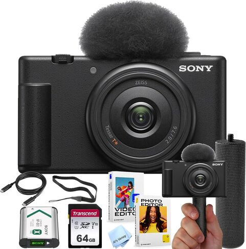 Sony ZV-1F Vlog Camera for Content Creators and Vloggers + 64GB Memory + Stabilizing Grip + Software Pack +More (Value Bundle) in Saudi Arabia