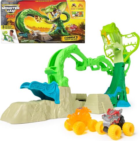 Monster Jam Mini Jams ، Colder’s Crazy Escape 28 "Playet Motory ، 2 Thunderroarus و JCB Digatron Monster ، ألعاب الأطفال للصبي والبنات الذين تتراوح أعمارهم بين 3 سنوات وما فوق in Saudi Arabia