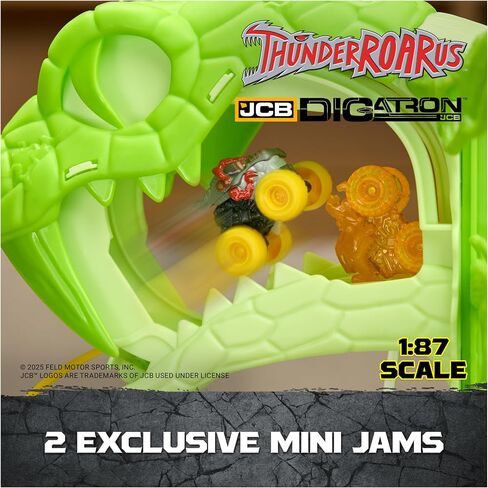 Monster Jam Mini Jams ، Colder’s Crazy Escape 28 "Playet Motory ، 2 Thunderroarus و JCB Digatron Monster ، ألعاب الأطفال للصبي والبنات الذين تتراوح أعمارهم بين 3 سنوات وما فوق in Saudi Arabia