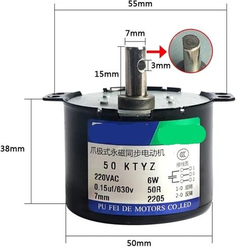 6W 50KTYZ Permanent Magnet Synchronous Electronic Starter AC 220V Speed Reducer Motors Controllable and Negative Inversion(220V 20rpm) in Saudi Arabia