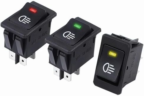 KCD4 الروك التبديل ON-Off 2 موقف 4 دبابيس LED زر الضغط 12 فولت 35A السيارات تجديد مفتاح مصباح الضباب مع الضوء مع الإضاءة (الأزرق) in Kuwait