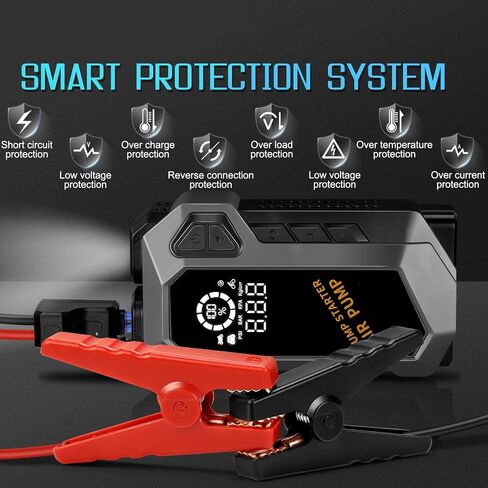 Car Battery Jump Starter with Air Compressor, 3000A Peak 150PSI Car Jump Starter Jump Box for Up to 10L Gas 8L Diesel Engine, 12V Car Battery Jumper Starter with Jumper Cables, LCD Display, Lights in Saudi Arabia