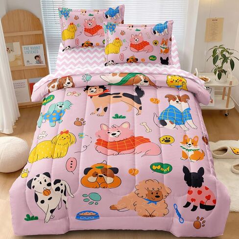 5 Pcs Comforter Bedding Sets Bed in A Bag Twin Size, Pink Quilt for Kids Teen Toddler, Cute Afro Melanin Princess Bed Set in Saudi Arabia