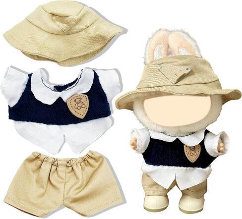 Doll Clothes for Labubu,Cute Outfit for 17cm Doll Clothe 2/3PCS Clothes and Hats Stylish Dolls Clothe for 17 cm Labubu,Casual Style Costumes for Labubu Dolls (Brown hat Set) in Saudi Arabia