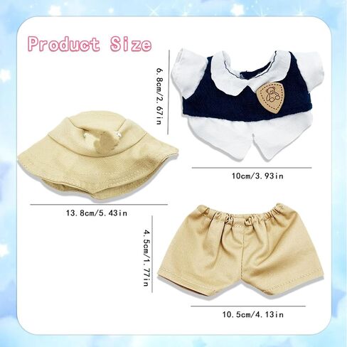 Doll Clothes for Labubu,Cute Outfit for 17cm Doll Clothe 2/3PCS Clothes and Hats Stylish Dolls Clothe for 17 cm Labubu,Casual Style Costumes for Labubu Dolls (Brown hat Set) in Saudi Arabia